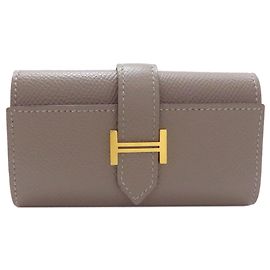 Hermès Portachiavi Hermes Bearn in pelle Epsom grigia