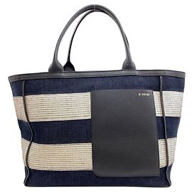 Valextra gestreifter Canvas Tote Bag