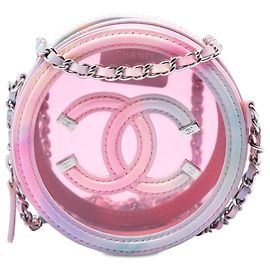 Clutch Rotonda Chanel CC Filigree in PVC Rosa e Pelle d'Agnello con Catena