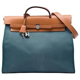 Hermès Blue Toile Herbag Zip 39