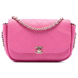 Chanel Pink CC Quilted Goatskin Casual Trip Flap