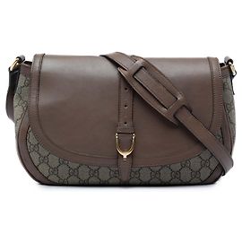 Gucci Beige GG Supreme Stirrup Crossbody