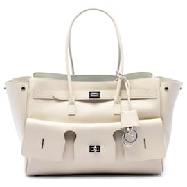 Balenciaga Tote Bel Air Carry All in pelle di vitello liscia bianca Medium