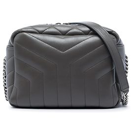 Borsa Bowling LouLou Saint Laurent Small in Pelle di Vitello Matelassé Grigia
