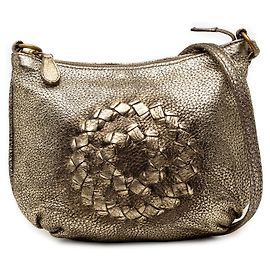 Borsa a tracolla Illusion in pelle di cervo Cervo con rifiniture Intrecciato metallizzate oro Bottega Veneta