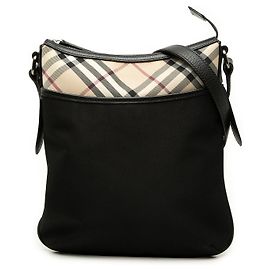 Burberry Black Nova Check Trimmed Nylon Crossbody