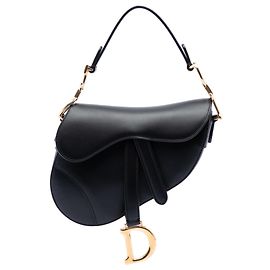Borsa Saddle Dior Mini in pelle di vitello liscia nera