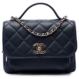 Chanel Blue Mini Quilted Caviar Business Affinity Top Handle Flap