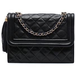 Chanel Black Quilted Lambskin Tassel Flap