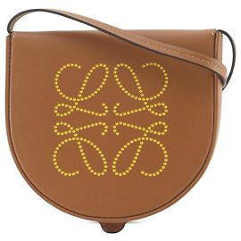 Borsa a tracolla LOEWE Mini Anagram Heel in pelle di vitello liscia marrone