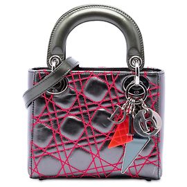 Dior Gray Anselm Reyle Mini Metallic Lambskin Cannage Lady Dior
