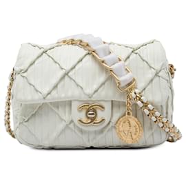 Chanel White Mini Pleated Calfskin Chain Soul Flap
