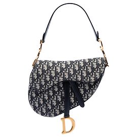 Bolsa Saddle Dior em tela Oblique azul