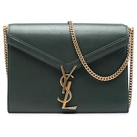 Borsa Saint Laurent Cassandra con chiusura monogramma in pelle di vitello liscia verde