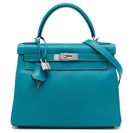 Hermès Blue Chevre Mysore Kelly II Retourne 28