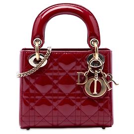 Dior Red Mini Patent Cannage Lady Dior