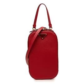 Portacellulari con zip Prada in Saffiano rosso