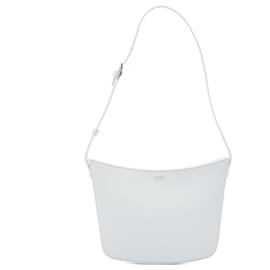 Borsa a spalla Croque Celine Medium in pelle di vitello lucida bianca - Céline