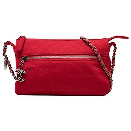 Chanel Red Quilted Jersey Hawaii Crossbody