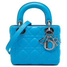 Dior Blue Mini Lambskin Cannage Lady Dior