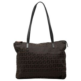 Borsa Tote Fendi in tela Zucchino marrone