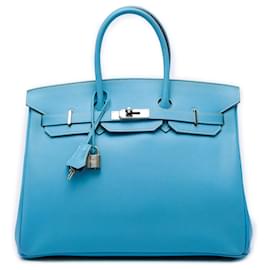 Hermès Blue Epsom Birkin Retourne 35