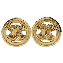 Orecchini a clip rotondi placcati oro Chanel Gold CC