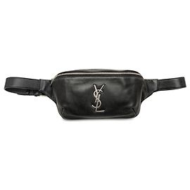 Borsa cintura Monogram Saint Laurent in pelle di vitello liscia nera