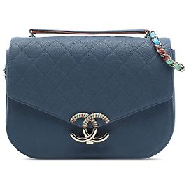 Chanel Blue Small Caviar Paris Cuba Thread Around Flap
