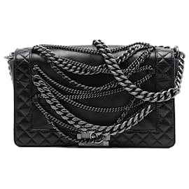 Chanel Black Paris Dallas Medium Lambskin Enchained Boy Flap