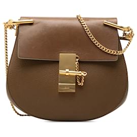 Chloé Drew Crossbody Mini in pelle di vitello liscia e grana Marrone