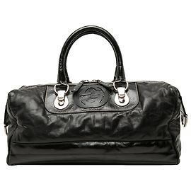 Borsa Boston Gucci Black Medium Calfskin Dialux Snow Glam