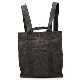 Hermès Herline Rucksack MM aus grauem Canvas