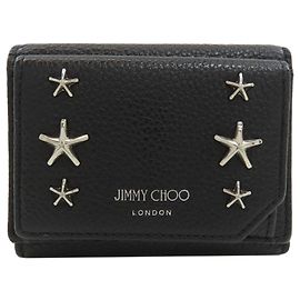 Carteira de couro tri-fold Jimmy Choo com motivo de estrela cravejada