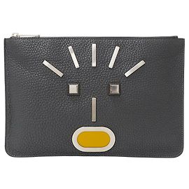 Clutch Fendi in pelle grigio antracite