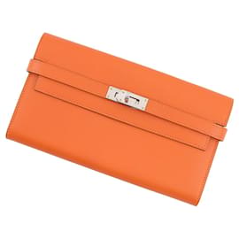 Hermes Kelly Wallet Long aus Epsom-Leder in Orange - Hermès