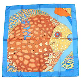 Hermès Grands Fonds II Detail Seidentuch 90cm Blau