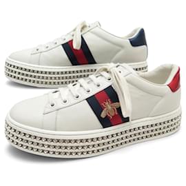 SNEAKERS GUCCI ACE PLATFORM CRISTALLI SWAROVSKI 505995 37.5 38.5 FR SNEAKERS