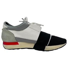 Sneakers Balenciaga Race Runner in pelle bianca e mesh