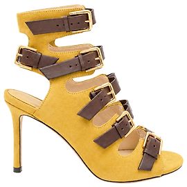 Sandali con tacco Jimmy Choo Trick 110 con fibbia in camoscio giallo