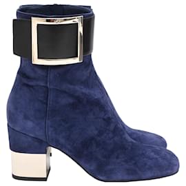 Stivaletti con fibbia So Vivier di Roger Vivier in camoscio blu navy