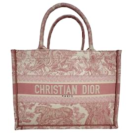 Dior Book Tote Medium Toile de Jouy Bestickte Tasche aus rosa Canvas