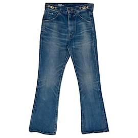  Celine Dylan Triomphe Chain Accent Flared Jeans in Blue Cotton - Céline
