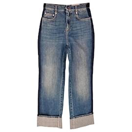 Vaqueros Boyfriend desgastados Alexander McQueen en algodón azul