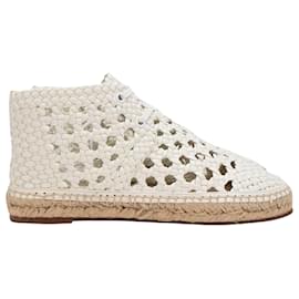 Celine geflochtene Espadrille-Stiefeletten mit Schnürung aus weißem Leder - Céline
