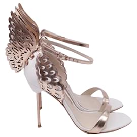 Sandalias de tacón Sophia Webster Evangeline con detalle de ala en cuero Rose Gold - Sophia webster