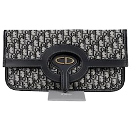 Clutch pieghevole Dior bianca in jacquard Oblique
