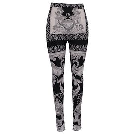 Leggings Versace con estampado Barocco en poliamida blanca y negra