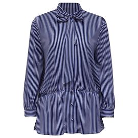 Balenciaga gestreifte Bluse mit Bindehals aus blauem Polyester