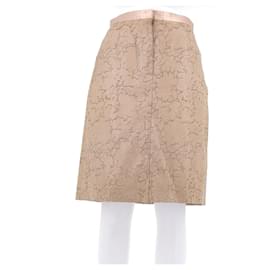Louis Vuitton Falda de cuero perforado beige